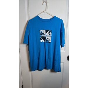 Quiksilver Mens Slim‎ Fit Graphic T-Shirt Blue Cotton XL Short Sleeve Logo Tee